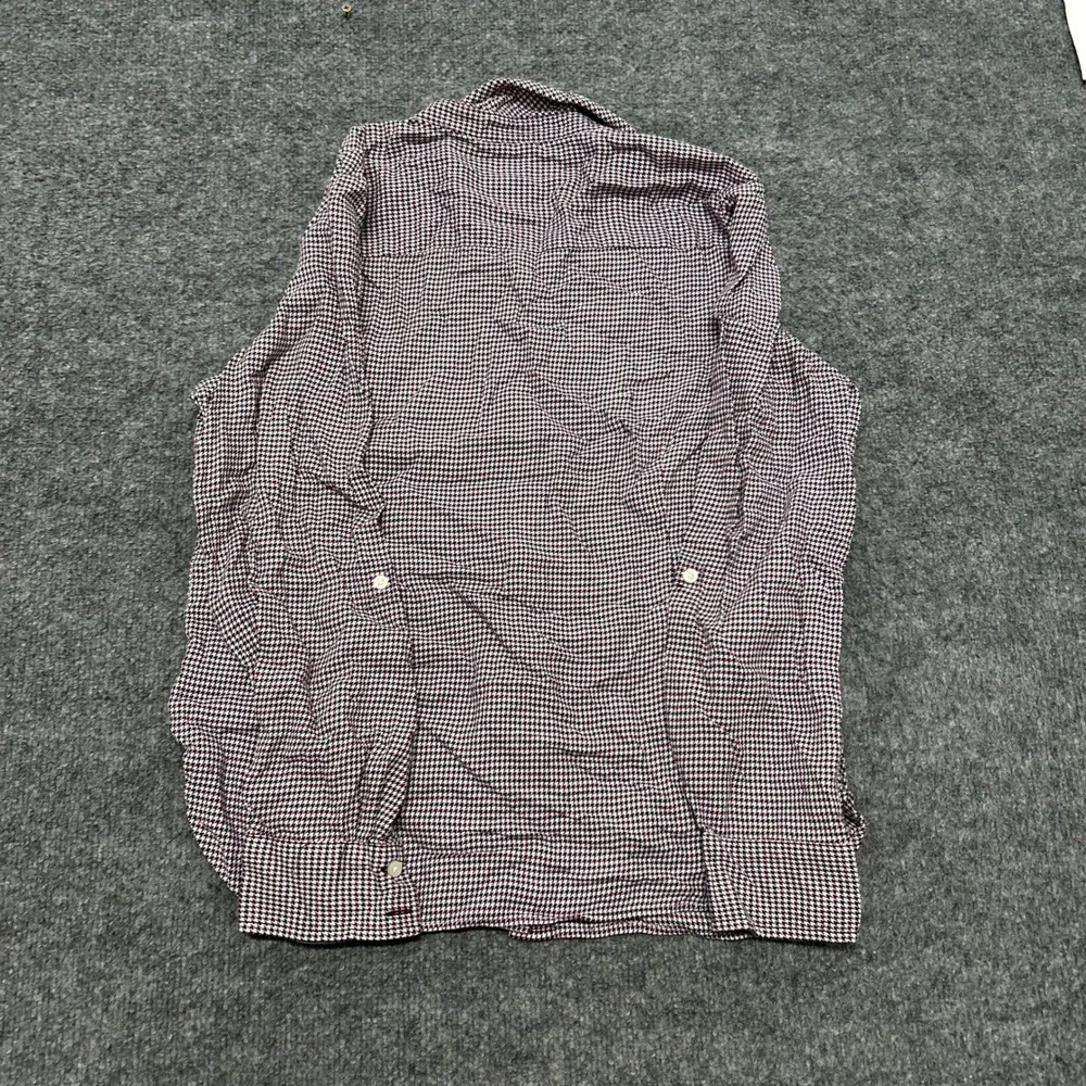 Tommy Hilfiger Button Down Womens Size M Burgundy Houndstooth Cotton Long Sleeve